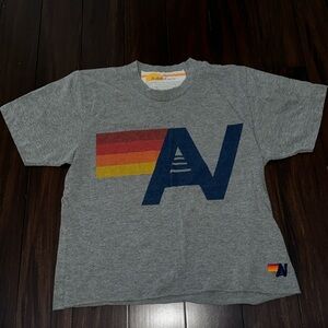 aviator nation AV logo boyfriend tee - heather gray
